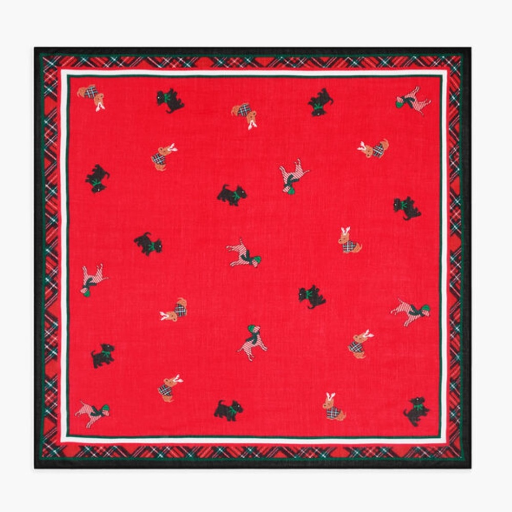 Talbots Red and Black Dog Print Scarf